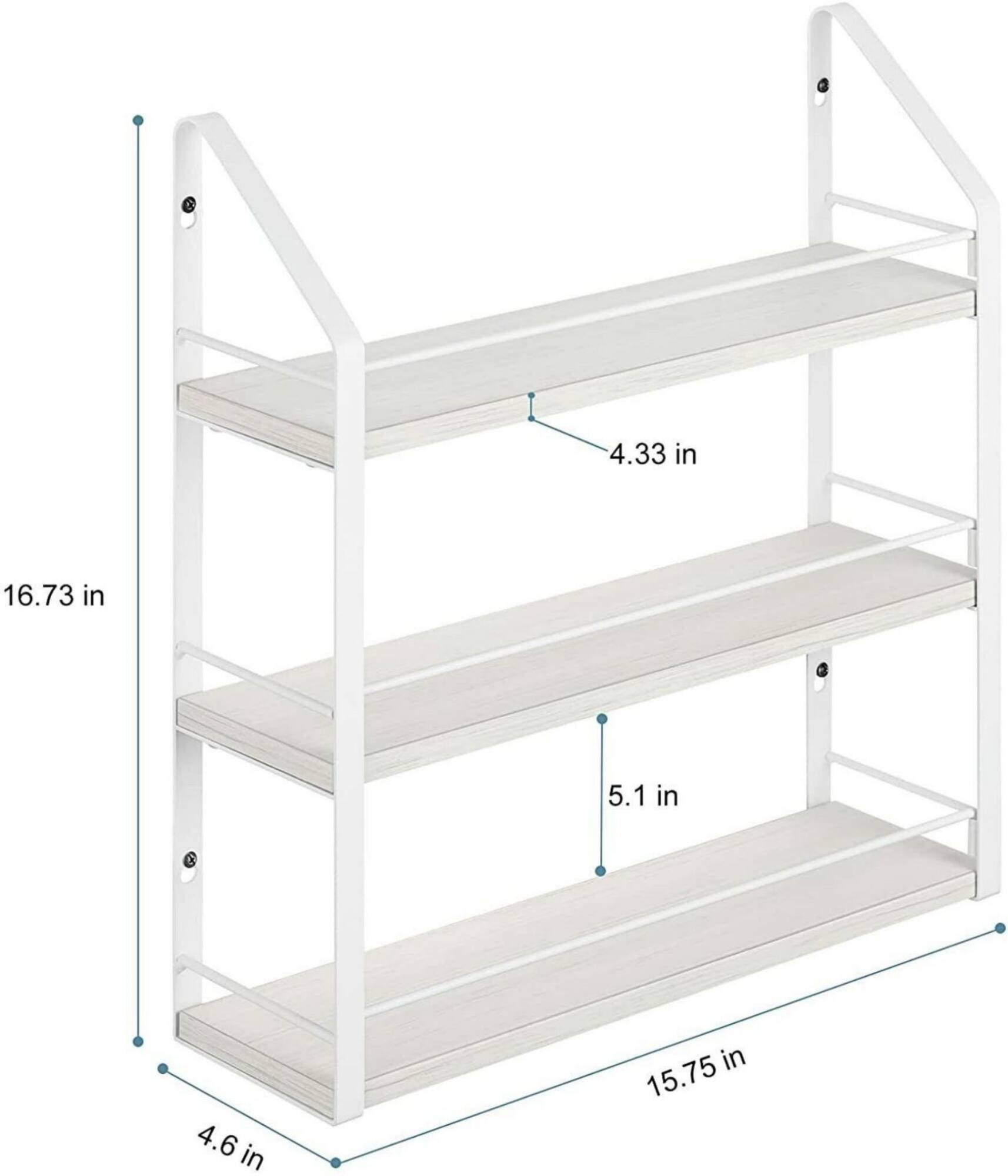 NEX™ 17" White Wall-Mounted 3-Tier Spice Rack Organizer